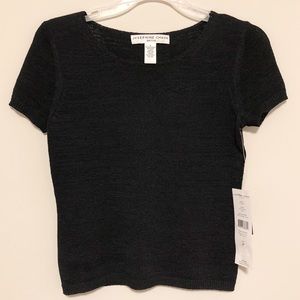 NWT Josephine Chaus Black Knit Blouse Petite